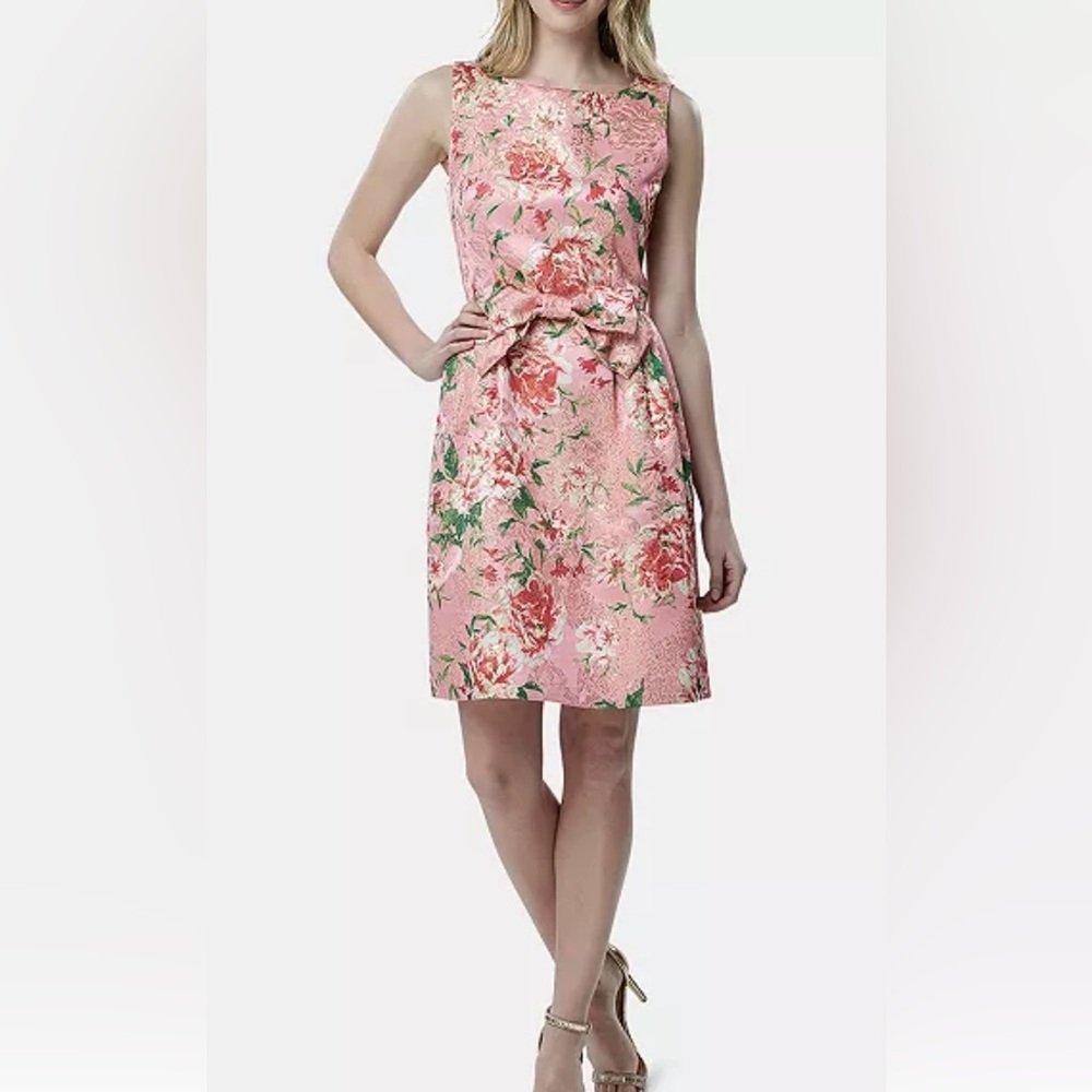 Tahari Blush Floral Midi Dress